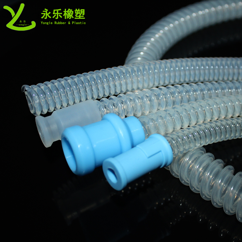 呼吸機硅膠波紋管，透明硅膠波紋管，擠出波紋硅膠管