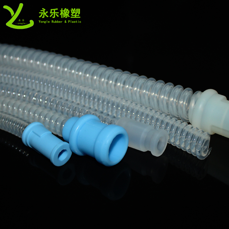 呼吸機硅膠波紋管，透明硅膠波紋管，擠出波紋硅膠管